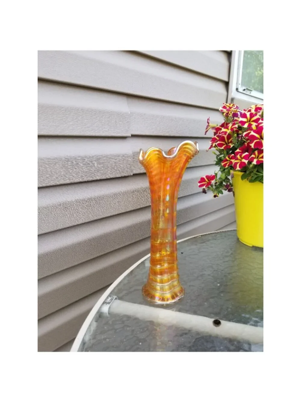 Imperial Ripple Marigold Carnival Vase 11 3/4